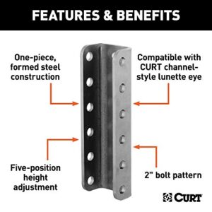 CURT 48650 Adjustable Lunette Ring or Coupler Channel 3-Inch ID x 11-3/4-Inch, 2-In Bolt Pattern