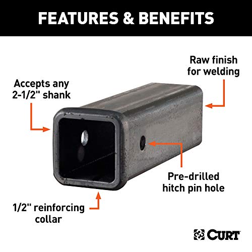 CURT 49510 2-1/2-Inch x 10-Inch Weld-On Raw Steel Trailer Hitch Receiver Tube