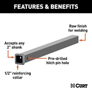 CURT 49360 2-Inch x 36-Inch Weld-On Raw Steel Trailer Hitch Receiver Tube