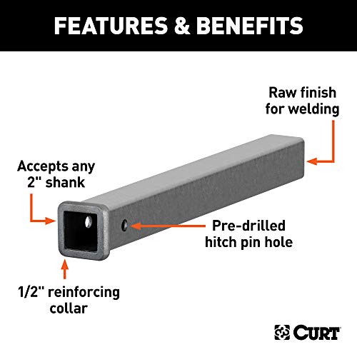 CURT 49240 2-Inch x 24-Inch Weld-On Raw Steel Trailer Hitch Receiver Tube