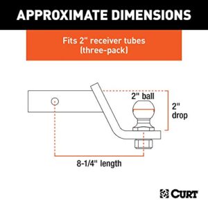 CURT 45037 Trailer Hitch Mounts with 2-Inch Ball & Pin, Fits 2-In Receiver, 7,500 lbs, 2" Drop, 3-Pack