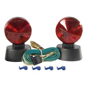 CURT 53204 Magnetic Trailer Lights for Dinghy Towing, 4-Pin Flat Plug, Stop Tail Turn, Storage Case