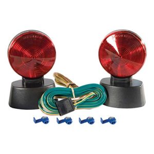 curt 53204 magnetic trailer lights for dinghy towing, 4-pin flat plug, stop tail turn, storage case
