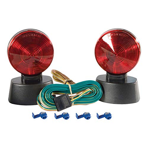 CURT 53204 Magnetic Trailer Lights for Dinghy Towing, 4-Pin Flat Plug, Stop Tail Turn, Storage Case