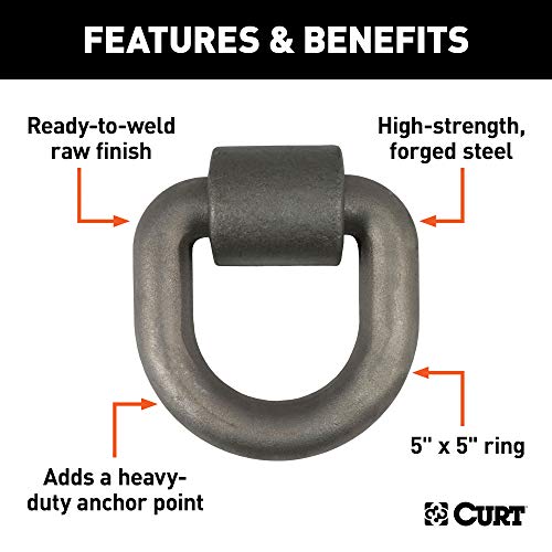 CURT 83770 5 x 5-Inch Weld-On Trailer D-Ring Tie Down Anchor, 46,760 lbs Break Strength