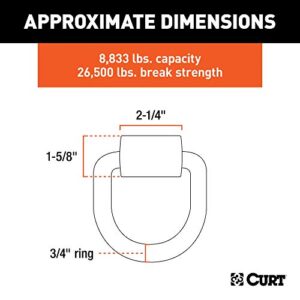 CURT 83760 4-1/4 x 4-1/2-Inch Weld-On Trailer D-Ring Tie Down Anchor, 26,500 lbs Break Strength