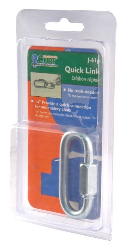 CURT 82611 Threaded Quick Link Trailer Safety Chain Hook Carabiner Clip, 1/4-Inch Diameter, 4,400 lbs Break Strength