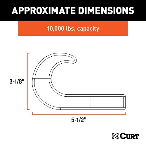 CURT 22401 Bolt-On Chrome Steel Tow Hook with Spring Clip, 10,000 lbs Capacity