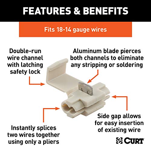 CURT 59906 18-14 Gauge White Scotch Snap Lock Wire Connectors, 100-Pack