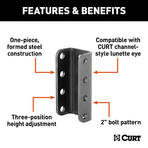 CURT 48610 Adjustable Lunette Ring or Coupler Channel 3-Inch ID x 7-1/2-Inch, 2-In Bolt Pattern