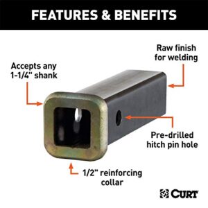 CURT 49506 1-1/4-Inch x 6-Inch Weld-On Raw Steel Trailer Hitch Receiver Tube