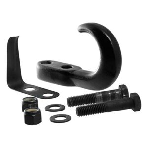 curt 22411 bolt-on black steel tow hook with spring clip, 10,000 lbs capacity