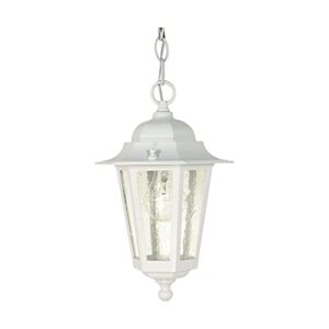 nuvo 60/991 hanging lantern with clear seeded glass, white