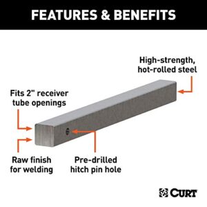 CURT 49536 2-Inch x 24-Inch Weld-On Raw Steel Trailer Hitch Bar Shank