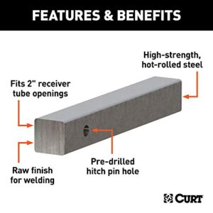 CURT 49531 2-Inch x 14-Inch Weld-On Raw Steel Trailer Hitch Bar Shank