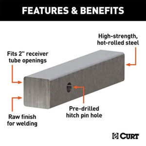 CURT 49529 2-Inch x 10-Inch Weld-On Raw Steel Trailer Hitch Bar Shank