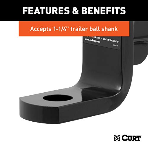 CURT 45448 Class 4 Trailer Hitch Ball Mount, Fits 2-Inch Receiver, 12,000 lbs, 1-1/4-Inch Hole, 8-Inch Drop, 7-Inch Rise , black