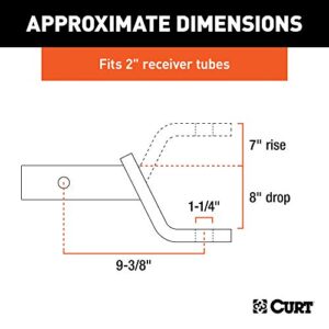 CURT 45448 Class 4 Trailer Hitch Ball Mount, Fits 2-Inch Receiver, 12,000 lbs, 1-1/4-Inch Hole, 8-Inch Drop, 7-Inch Rise , black