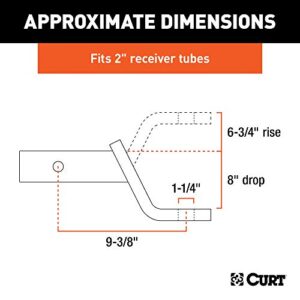 CURT 45338 Class 4 Trailer Hitch Ball Mount, Fits 2-Inch Receiver, 10,000 lbs, 1-1/4-Inch Hole, 8-Inch Drop, 6-3/4-Inch Rise , black