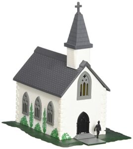 bachmann trains – plasticville u.s.a. built-up building – country church – n scale , white