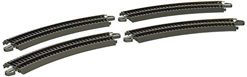 Bachmann Trains - Snap-Fit E-Z TRACK 15” RADIUS CURVED TRACK (4/card) - NICKEL SILVER Rail With Gray Roadbed - HO Scale