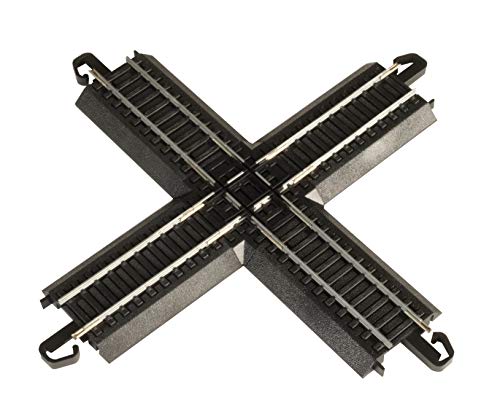 Bachmann Trains - Snap-Fit E-Z TRACK 90 DEGREE CROSSING (1/card) - STEEL ALLOY Rail With Black Roadbed - HO Scale