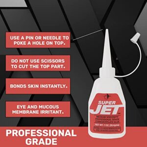 Jet Glue Super Jet - Medium Thickness Industrial Strength CA Glue - Forms Strong Bonds With Just Anything - General Purpose Cyanoacrylate Glue