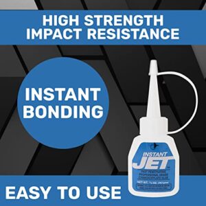 Instant Jet Glue - Long Lasting CA Glue - Fast Action Multipurpose Glue - Penetrates Porous Materials and Increases Impact Resistance