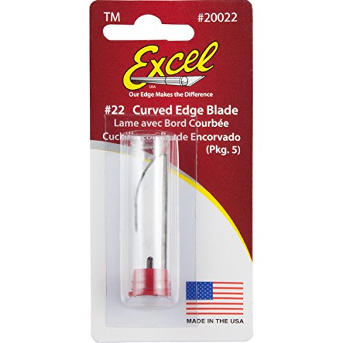 Excel Blades #22 Curved Edge Blade, 5 Pack, American Made Replacement Hobby Blades