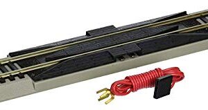 Bachmann Trains - Snap-Fit E-Z Track 9” Straight Terminal Rerailer w/Wire (1/card) - Nickel Silver Rail With Gray Roadbed - HO Scale