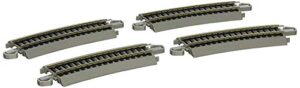 bachmann trains – snap-fit e-z track half section 18” radius curved (4/card) – nickel silver rail with gray roadbed – ho scale , grey