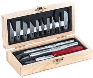 excel blades sharp hobby knife set, precision cutting tool set for vinyl, paper, wood, leather, craft knife bulk set includes light to heavy duty knives and 13 blades