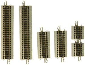 bachmann trains – snap-fit e-z track asst. sections straight track (2 each 4.50″, 2.25″ and 1.125″ per card) – nickel silver rail with grey roadbed – n scale, 8