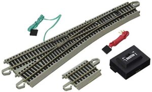 bachmann trains – snap-fit e-z track #5 turnout – left (1/card) – nickel silver rail with gray roadbed – ho scale