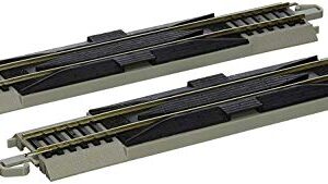 Bachmann Trains - Snap-Fit E-Z TRACK 9” STRAIGHT RERAILER (2/card) - NICKEL SILVER Rail With Gray Roadbed - HO Scale