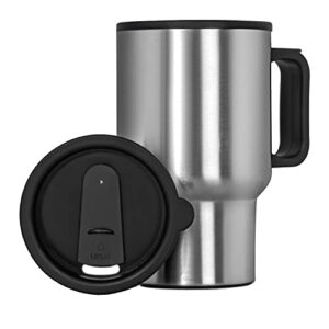 maxam stainless steel travel mug with tapered bottom to fit most cup holders, 14 ounce