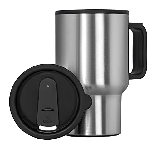 Maxam Stainless Steel Travel Mug with Tapered Bottom to Fit Most Cup Holders, 14 Ounce