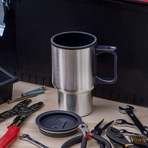 Maxam Stainless Steel Travel Mug with Tapered Bottom to Fit Most Cup Holders, 14 Ounce