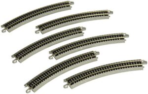 bachmann trains – snap-fit e-z track 11.25” radius curved track (6/card) – nickel silver rail with grey roadbed – n scale, 8