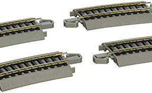 Bachmann Trains - Snap-Fit E-Z TRACK ONE-THIRD SECTION 18” RADIUS CURVED (4/card) - NICKEL SILVER Rail With Gray Roadbed - HO Scale