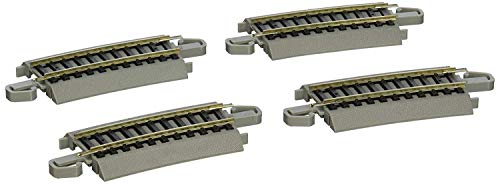 Bachmann Trains - Snap-Fit E-Z TRACK ONE-THIRD SECTION 18” RADIUS CURVED (4/card) - NICKEL SILVER Rail With Gray Roadbed - HO Scale
