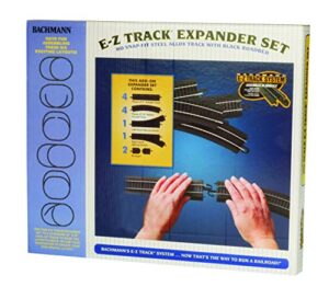 bachmann trains – snap-fit e-z track layout expander set – steel alloy rail with black roadbed – ho scale