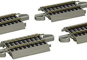 Bachmann Trains - Snap-Fit E-Z TRACK 4.50” STRAIGHT TRACK (4/card) - NICKEL SILVER Rail With Gray Roadbed - HO Scale