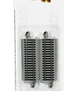 Bachmann Trains - Snap-Fit E-Z TRACK 4.50” STRAIGHT TRACK (4/card) - NICKEL SILVER Rail With Gray Roadbed - HO Scale