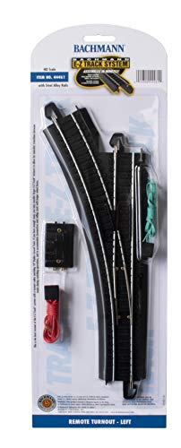 Bachmann Trains - Snap-Fit E-Z TRACK REMOTE TURNOUT - LEFT (1/card) - STEEL ALLOY Rail With Black Roadbed - HO Scale