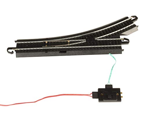 Bachmann Trains - Snap-Fit E-Z TRACK REMOTE TURNOUT - LEFT (1/card) - STEEL ALLOY Rail With Black Roadbed - HO Scale