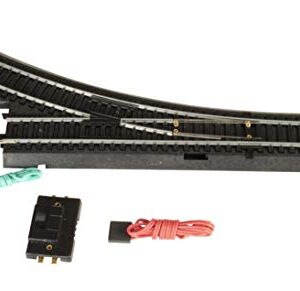 Bachmann Trains - Snap-Fit E-Z TRACK REMOTE TURNOUT - RIGHT (1/card) - STEEL ALLOY Rail With Black Roadbed - HO Scale