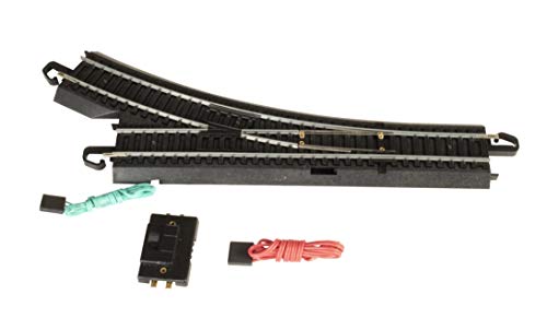 Bachmann Trains - Snap-Fit E-Z TRACK REMOTE TURNOUT - RIGHT (1/card) - STEEL ALLOY Rail With Black Roadbed - HO Scale