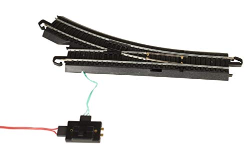 Bachmann Trains - Snap-Fit E-Z TRACK REMOTE TURNOUT - RIGHT (1/card) - STEEL ALLOY Rail With Black Roadbed - HO Scale