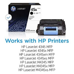 Original HP 45A Black Toner Cartridge | Works with HP LaserJet 4345 MFP Series, HP LaserJet M4345 MFP Series | Q5945A